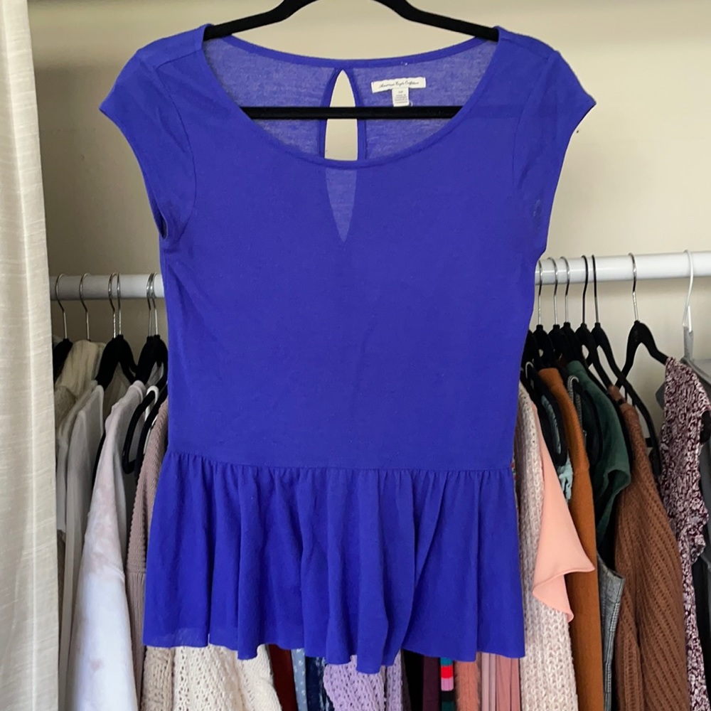 Blue peplum top